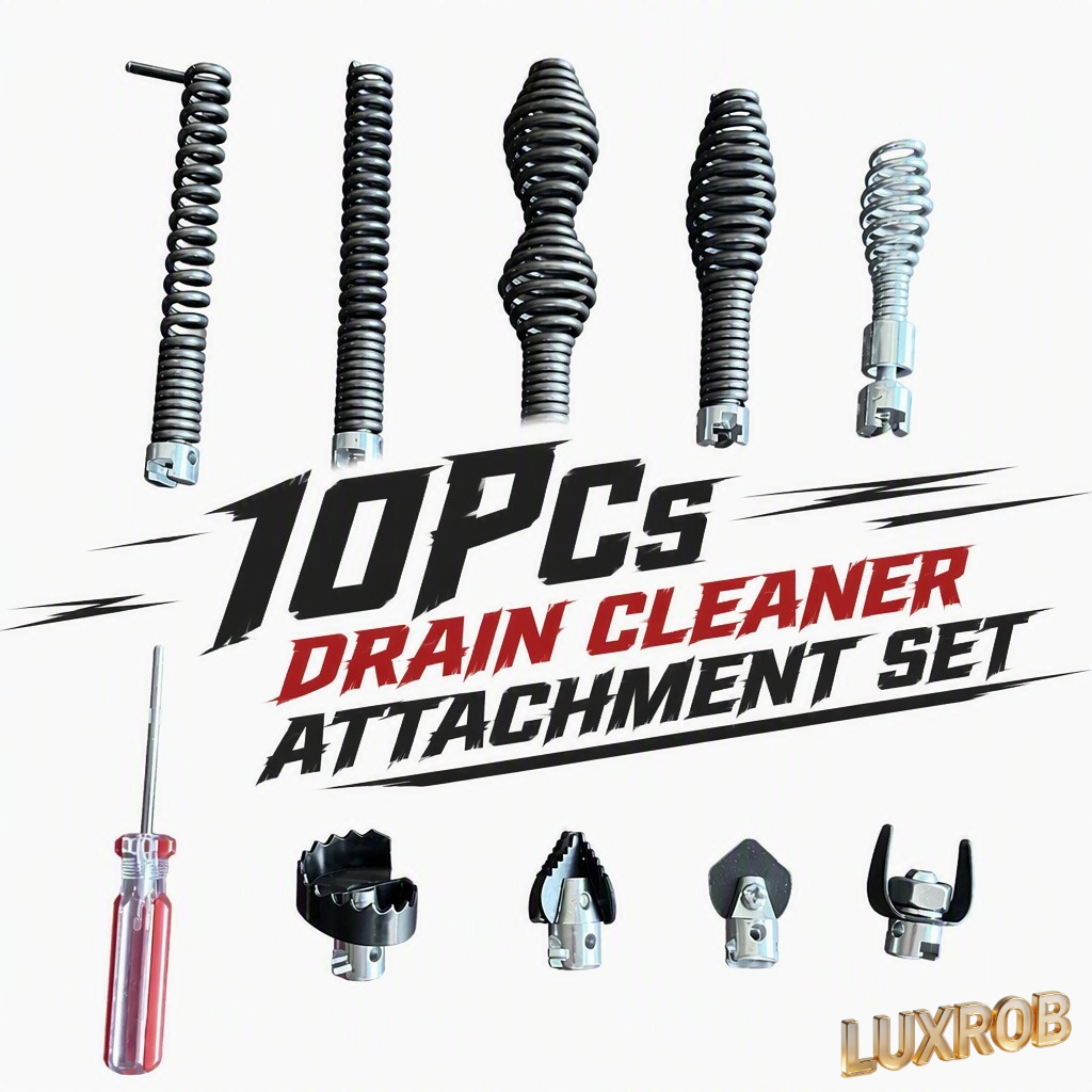Auger Drill Attachment - 10Pcs Drain Auger Cutter Kit 16mm