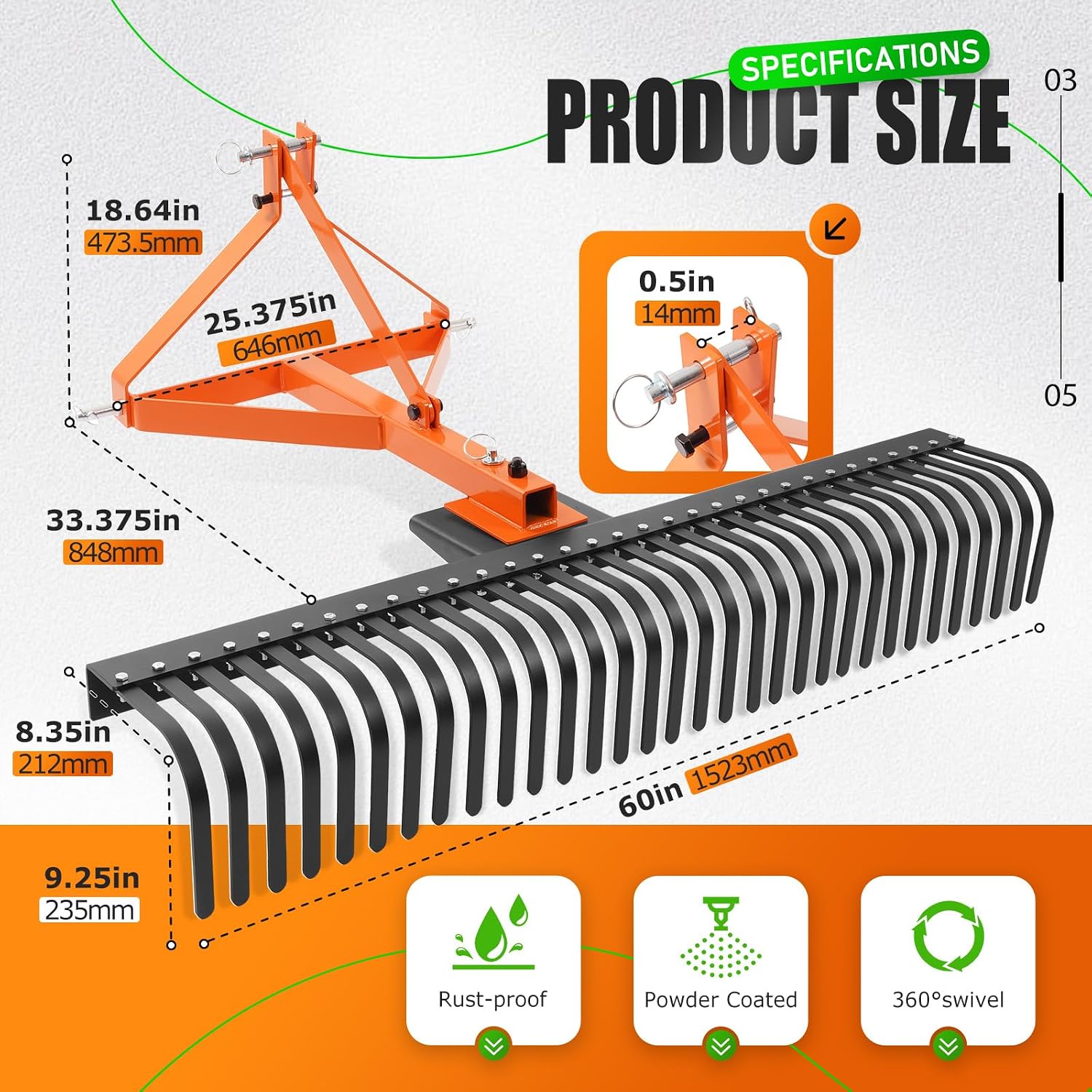 Landscape Rake Tow Behind Gard - Heavy Equipment Landscaping recension och pris